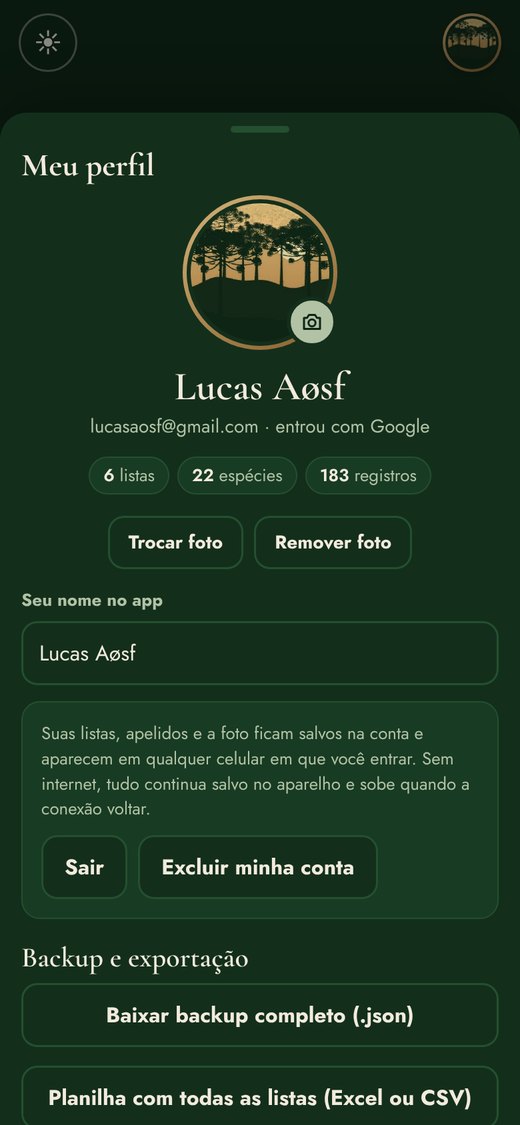 Página Meu perfil com foto, nome e números